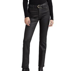 LAUREN Ralph Lauren Coated High-Rise Straight Ankle Jeans (Black Feather)
